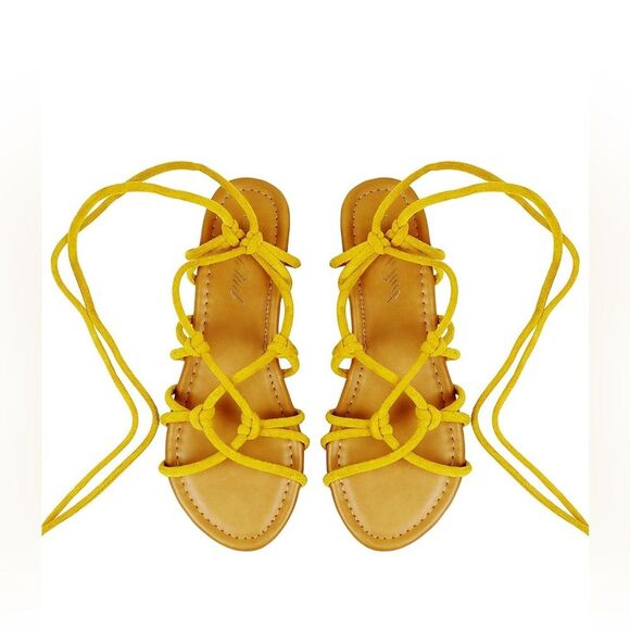 Women's Open Toe Lace Up Gladiator FlatSlip on Roman Sandals 7.5 NWT - Picture 1 of 10